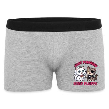 Just Married Stay Fluffy Katzen - Männer Boxer Shorts - Grau meliert - Vorne