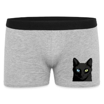 Zweifarbige Katze mit Heterochromie - Männer Boxer Shorts - Grau meliert - Vorne