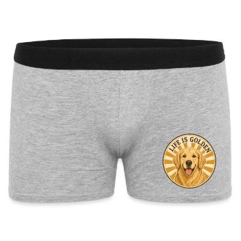 Life is golden mit Golden Retriever - Männer Boxer Shorts - Grau meliert - Vorne