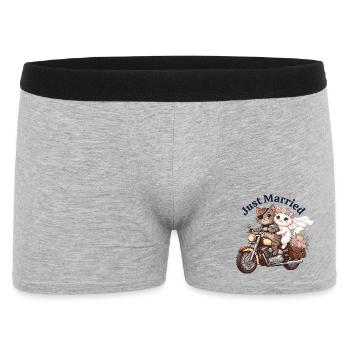 Just Married Katzen auf Motorrad - Männer Boxer Shorts - Grau meliert - Vorne
