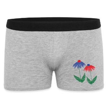 Fleurs Bleu Rouge - Boxer Homme - gris chiné - Devant