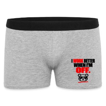 Lustiger Bären-Arbeitshumor – Besser, wenn ich frei habe - Männer Boxer Shorts - Grau meliert - Vorne