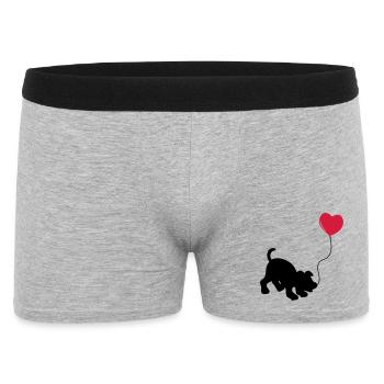 hund mit Luftballon - herz doglover - Kindermotiv - Männer Boxer Shorts - Grau meliert - Vorne
