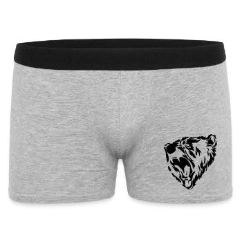Grizzlybär, brüllender russischer kanadischer Bär - Männer Boxer Shorts - Grau meliert - Vorne