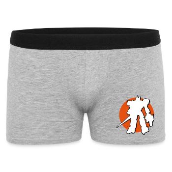 Manga-Bot vor Japan Sonne - Männer Boxer Shorts - Grau meliert - Vorne