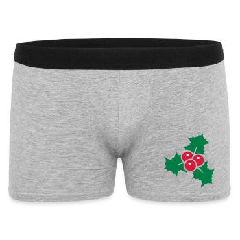 Feuilles de houx aux fruits rouges - Boxer Homme - gris chiné - Devant