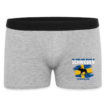 Schweden Meme Design mit Elchsilhouette - Männer Boxer Shorts - Grau meliert - Vorne