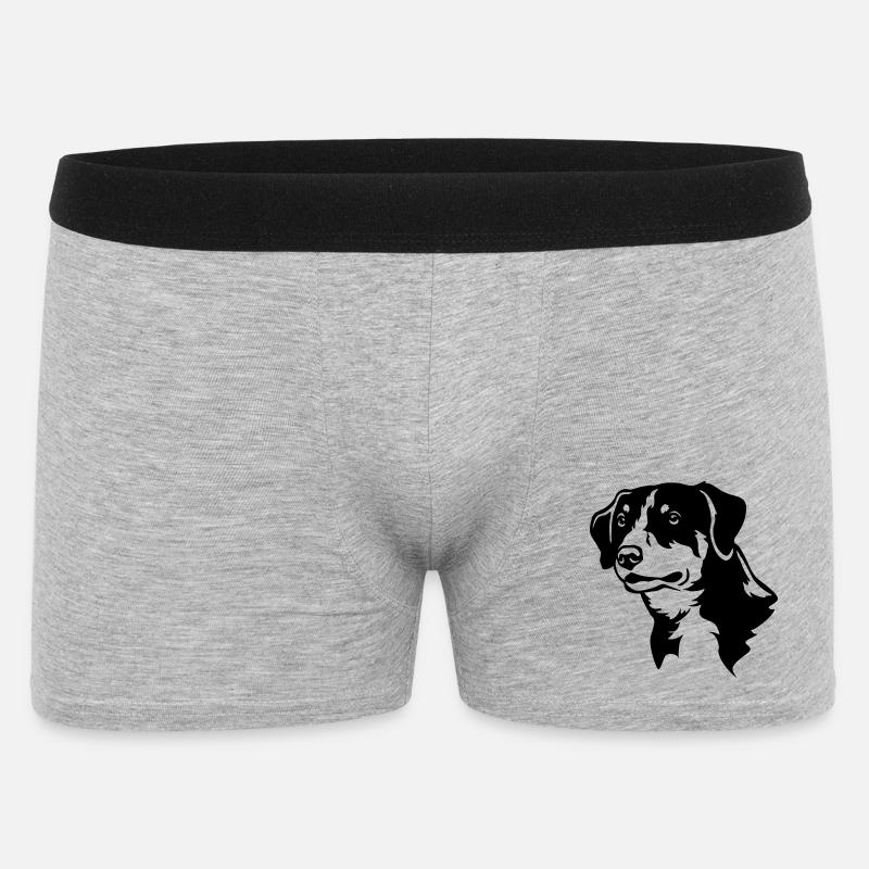 Entlebucher Sennenhund Kopf "Black Edition" - Männer Boxer Shorts - Grau meliert