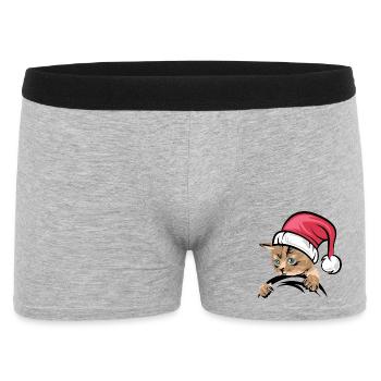Icône de chat de Noël Icône de chat Bandes dessinées de Noël - Boxer Homme - gris chiné - Devant