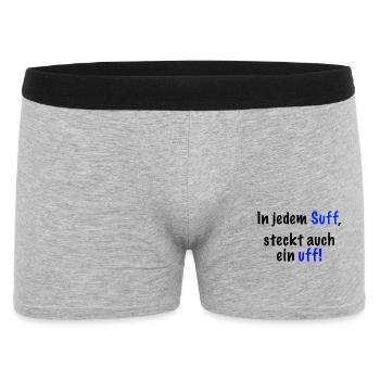 In jedem Suff steckt auch ein..." Spruch - Männer Boxer Shorts - Grau meliert - Vorne