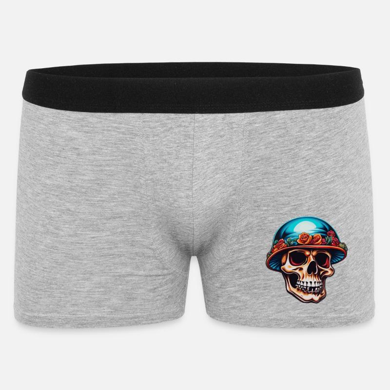Totenkopf mit Pilzhut - Männer Boxer Shorts - Grau meliert