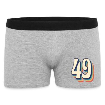 Vintage Retro T-Shirt Nummer 49 Neunundvierzig - Männer Boxer Shorts - Grau meliert - Vorne