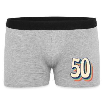 Vintage Retro T-Shirt Nummer 50 Fify - Männer Boxer Shorts - Grau meliert - Vorne