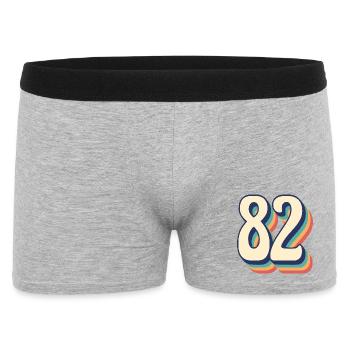 Vintage Retro T-Shirt Nummer 82 Zweiundachtzig - Männer Boxer Shorts - Grau meliert - Vorne