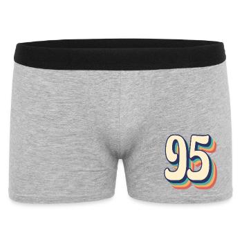 Vintage Retro T-Shirt Nummer 95 Fünfundneunzig - Männer Boxer Shorts - Grau meliert - Vorne