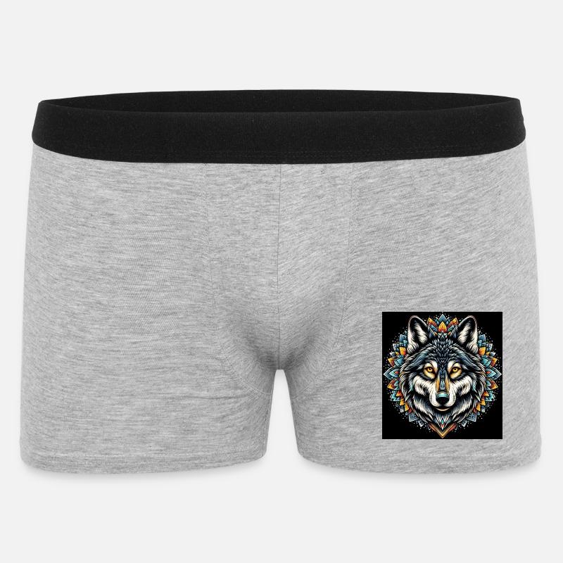 Wolf - Männer Boxer Shorts - Grau meliert