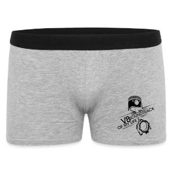 V8 Kolben Soundtrack Motor musclecar Musik icon - Männer Boxer Shorts - Grau meliert - Vorne