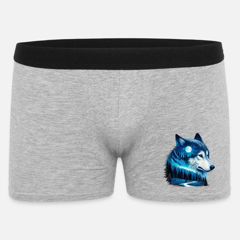 Wolf - Männer Boxer Shorts - Grau meliert