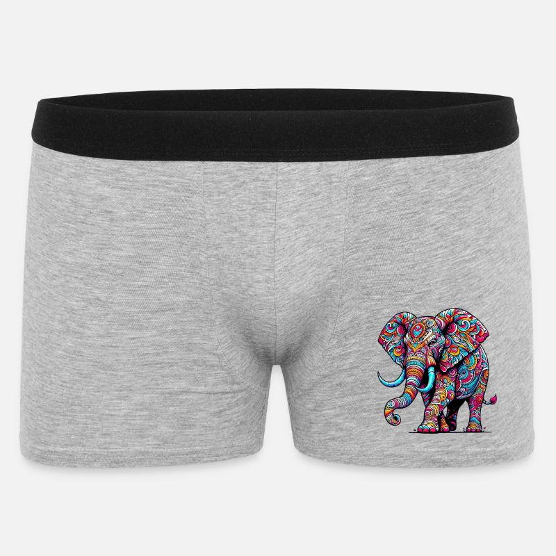 Elefant - Männer Boxer Shorts - Grau meliert