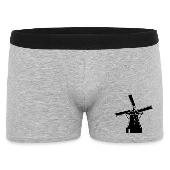 Windmühle schwarz - Männer Boxer Shorts - Grau meliert - Vorne