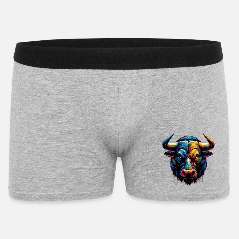 Stier - Männer Boxer Shorts - Grau meliert