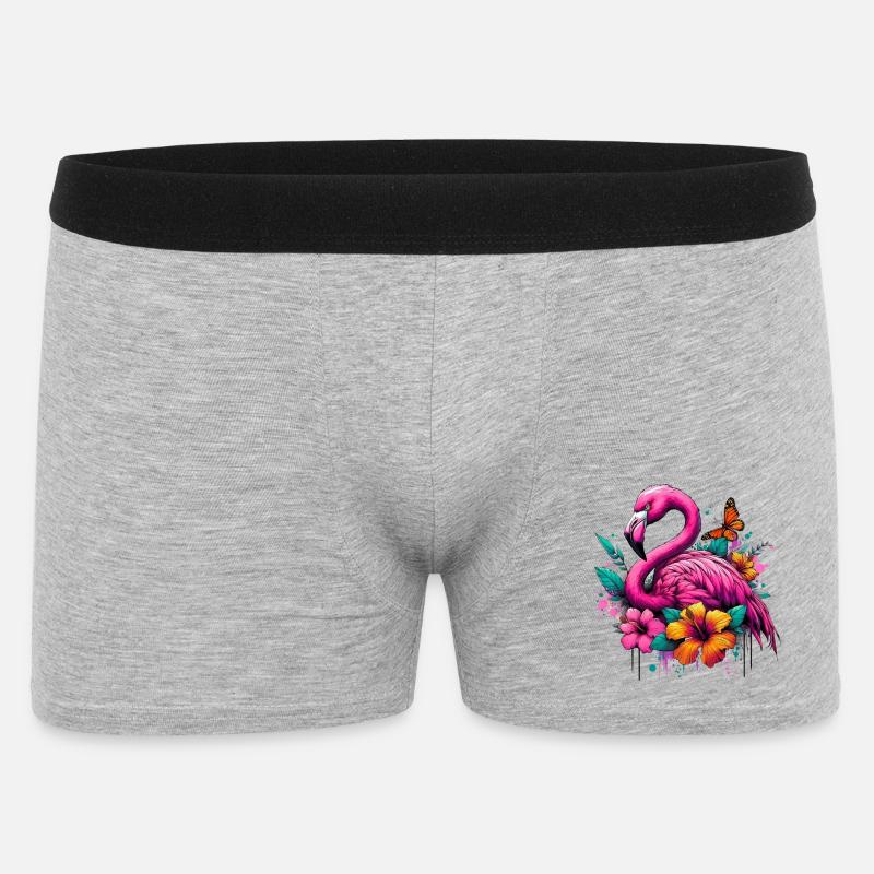 Flamingo - Männer Boxer Shorts - Grau meliert