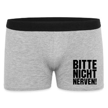 Bitte nicht nerven - Männer Boxer Shorts - Grau meliert - Vorne