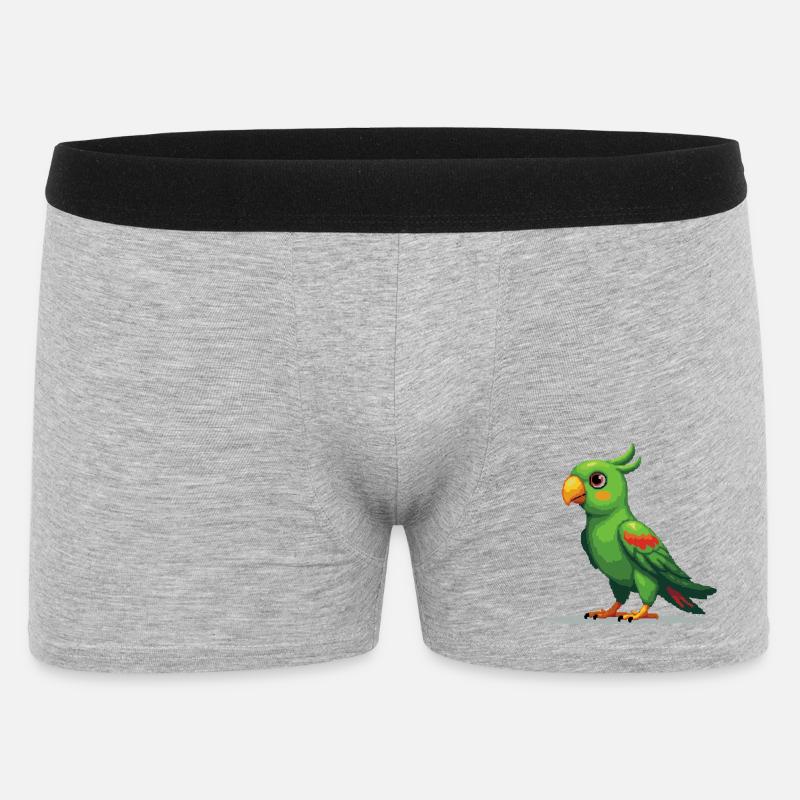 Pixel Papagei – Retro 8-Bit Style - Männer Boxer Shorts - Grau meliert