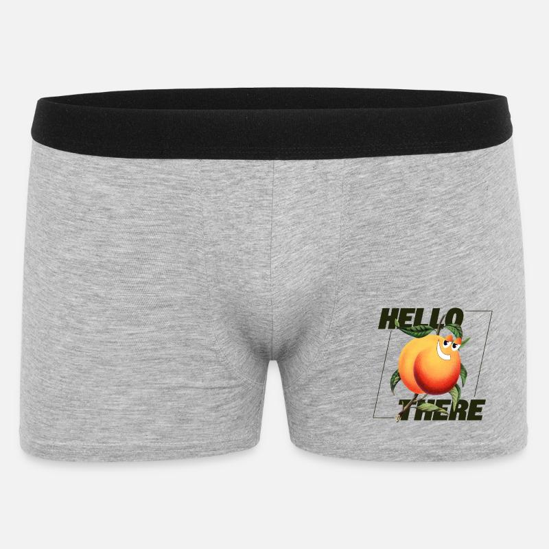 Peach Retro – Hello There Statement - Männer Boxer Shorts - Grau meliert
