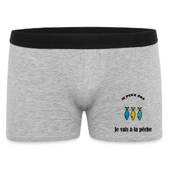 JE PEUX PAS. MER. PÊCHE. POISSON D'AVRIL. POISSON. - Boxer Homme - gris chiné - Devant