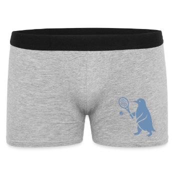 Minimalistischer Pinguin Tennisspieler - Männer Boxer Shorts - Grau meliert - Vorne