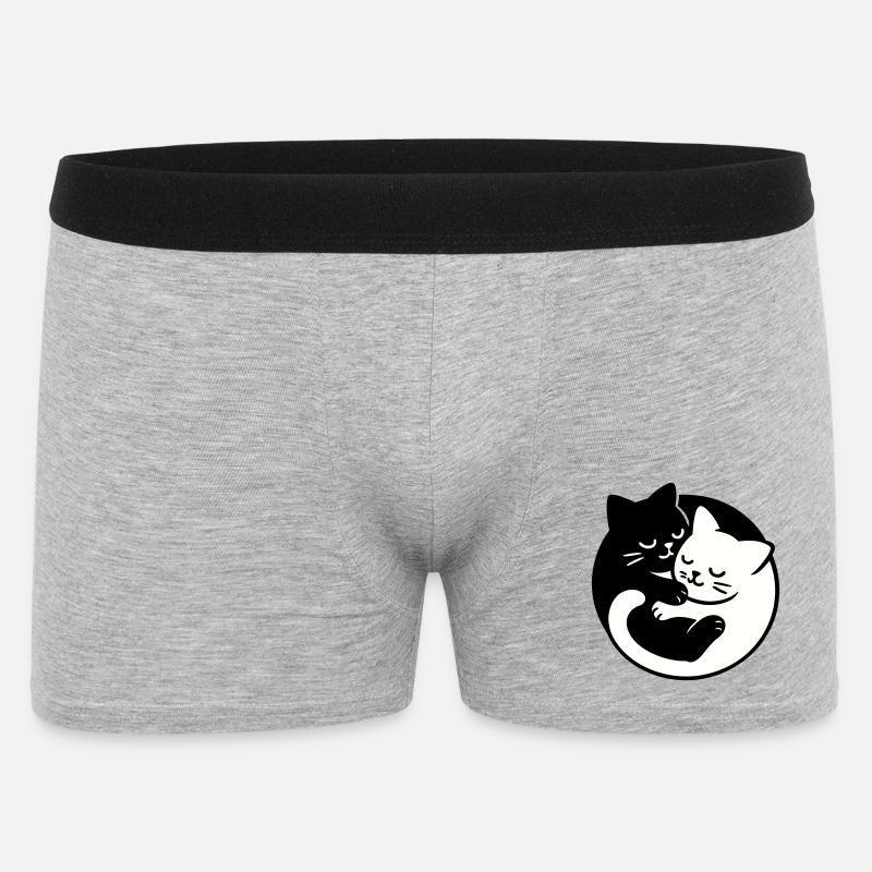 Yin-Yang Katzen - Männer Boxer Shorts - Grau meliert