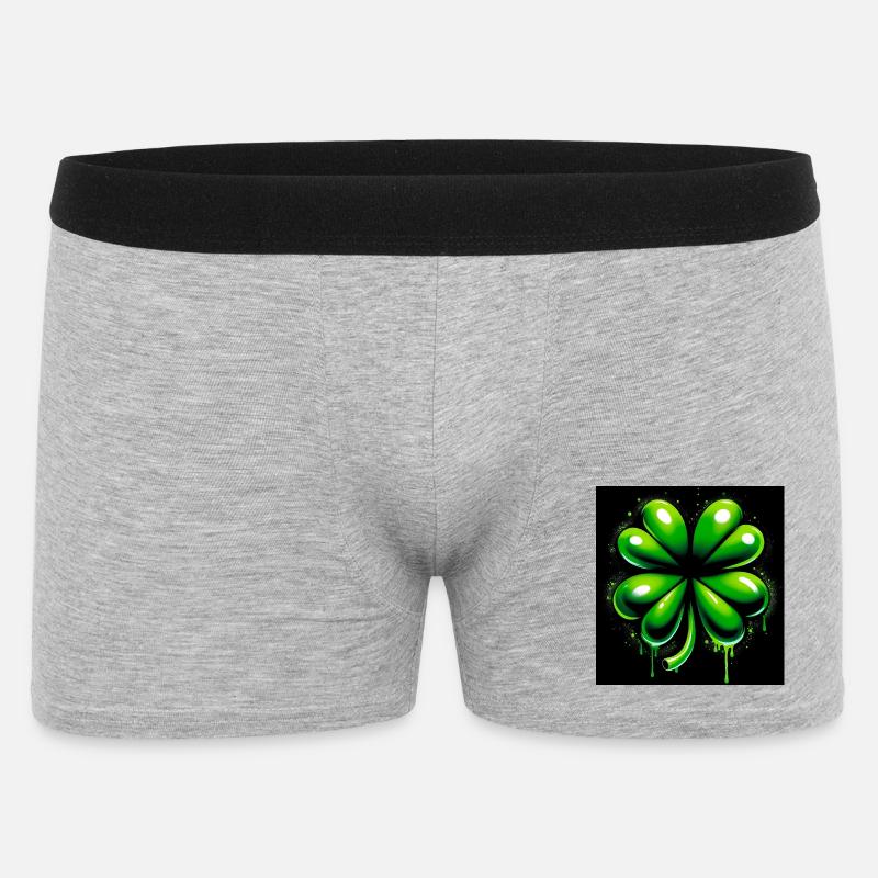Vierblättriges Kleeblatt - Männer Boxer Shorts - Grau meliert