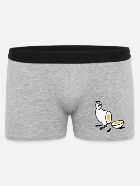 Huhn oder Ei - Männer Boxer Shorts - Grau meliert