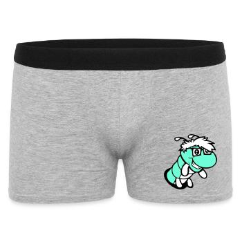 Nerd Raupe guckt Loch Geek Wurm Hornbrille schlau - Männer Boxer Shorts - Grau meliert - Vorne