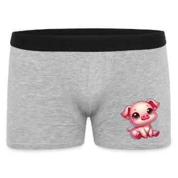 Cute Piglet Cartoon Farm Kawaii Agriculture - Men's Boxer Shorts - heather grey - Front