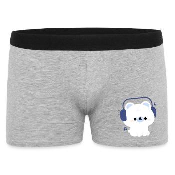 Kawaii Bear with Headphones - Men's Boxer Shorts - heather grey - Front