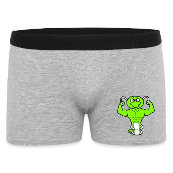 Raupe Bodybuilder Muskelaufbau Stark Fitness Gym - Männer Boxer Shorts - Grau meliert - Vorne