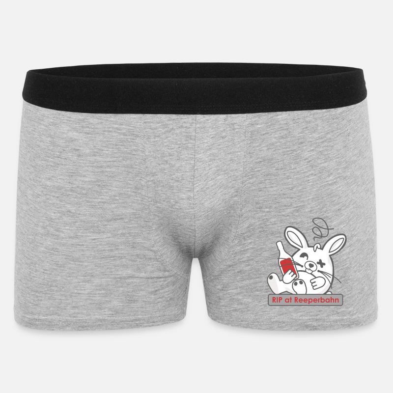 Lustiger Hasenschädel mit Flasche und Reeperbahn - Männer Boxer Shorts - Grau meliert