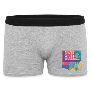 Bunte Geometrie Typografie Vintage Retro Design  - Männer Boxer Shorts - Grau meliert - Vorne