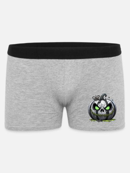 Grim Pumpkin Zombie with Green Eyes - Men's Boxer Shorts - heather grey