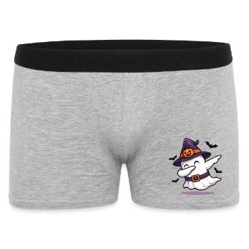 Dabbing Ghost with Witch Hat – Halloween Shirt - Men's Boxer Shorts - heather grey - Front