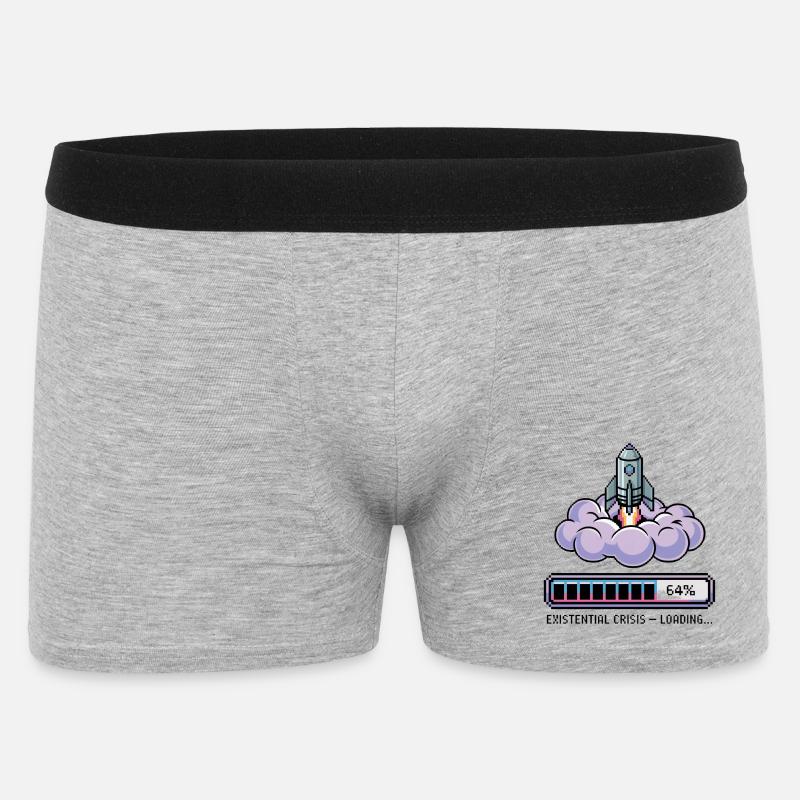 Digital Retro – Existential Crisis – Loading... - Männer Boxer Shorts - Grau meliert