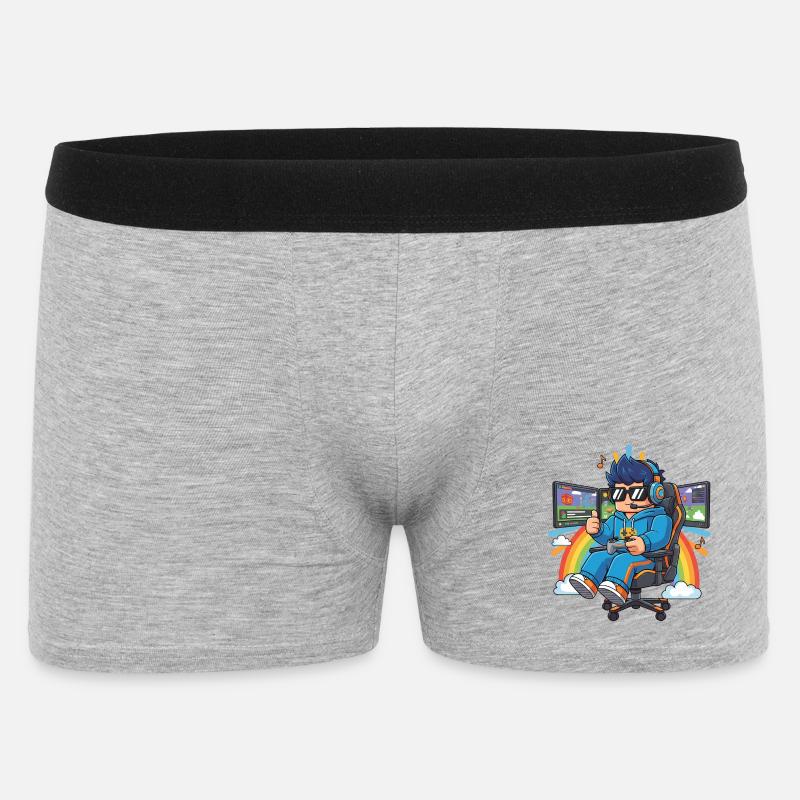 Cooler Streamer, der Spiele spielt - Männer Boxer Shorts - Grau meliert