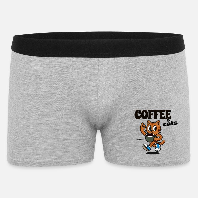 Cat Coffee Lover COFFEE & CATS - Männer Boxer Shorts - Grau meliert