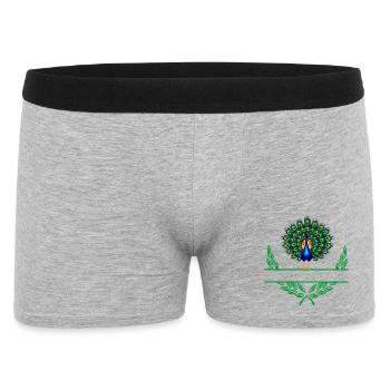 Pfauen-Lorbeerkranz mit Namensraum - Männer Boxer Shorts - Grau meliert - Vorne