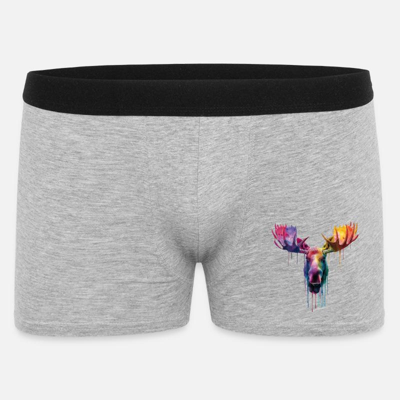 Elch Elchkopf - Männer Boxer Shorts - Grau meliert