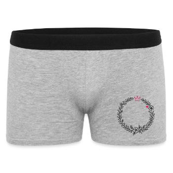 Kranz Blumenkranz mit Krone und Herz - Männer Boxer Shorts - Grau meliert - Vorne