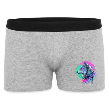 Wolf Wolfskopf Manga Anime Japan Style Kunst Bunt - Männer Boxer Shorts - Grau meliert - Vorne