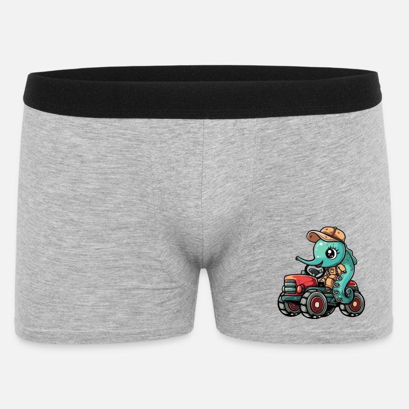 Seepferd Traktor Farmer - Männer Boxer Shorts - Grau meliert